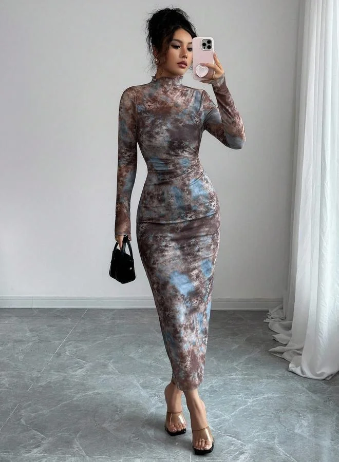 تايك تو فستان ميدي ضيق بطبعة تاي داي